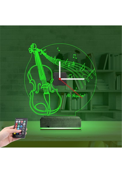 Kirppi 3D Saat Lamba Keman Müzik Nota Kişiye Özel Masa Gece Lambası indirimleri