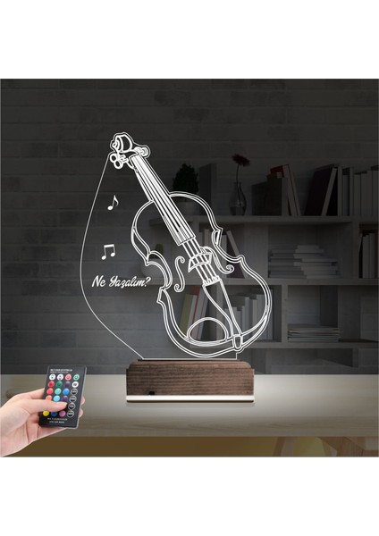 Kirppi 3D Lamba Keman Müzik Enstrüman V2 Kişiye Özel Masa Gece Lambası fiyatları