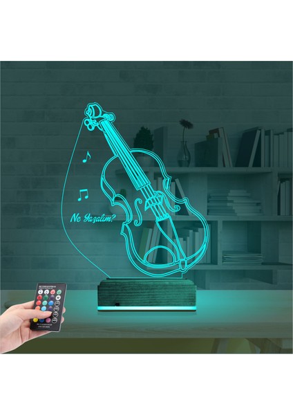Kirppi 3D Lamba Keman Müzik Enstrüman V2 Kişiye Özel Masa Gece Lambası modelleri