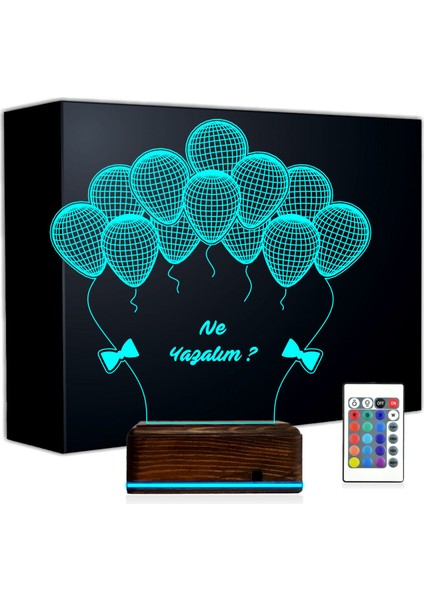 Kirppi 3D Lamba Doğum Günü Balon Kutlama Kişiye Özel Masa Gece Lambası-2