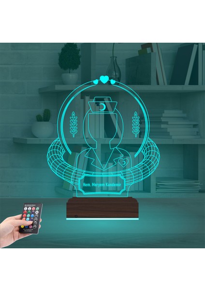 Kirppi 3D Lamba Hemşire Hediye Kişiye Özel Masa Gece Lambası modelleri