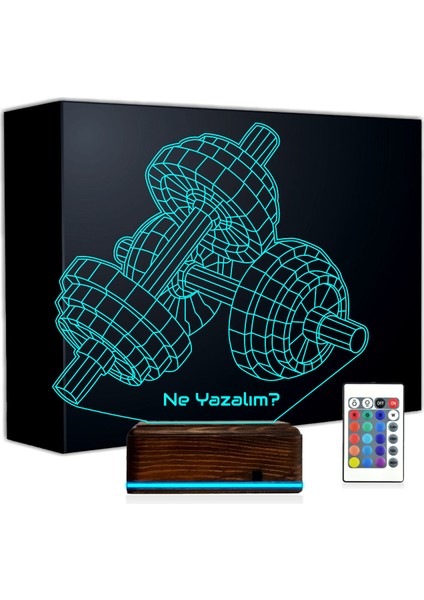 Kirppi 3D Lamba Vücut Geliştirme Dambıl Gym Kişiye Özel Masa Gece Lambası