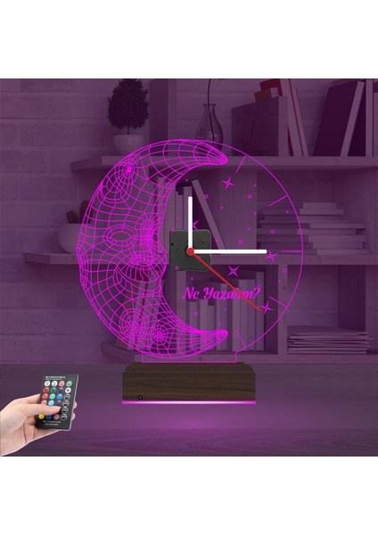 Kirppi 3D Saat Lamba Ay Dede Çocuk Odası Hediye Kişiye Özel Masa Gece Lambası fırsatları