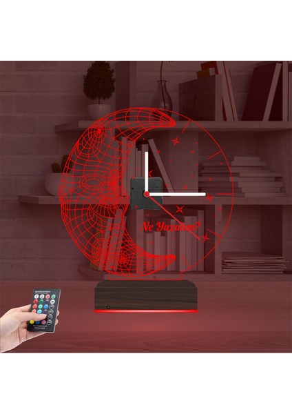 Kirppi 3D Saat Lamba Ay Dede Çocuk Odası Hediye Kişiye Özel Masa Gece Lambası indirimleri
