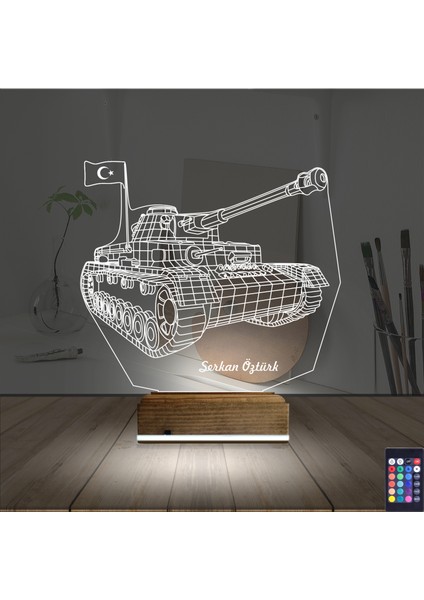 Kirppi 3D Lamba Tank Tankçı Asker Kişiye Özel Masa Gece Lambası fiyatları