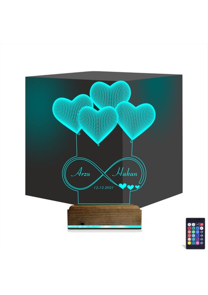 Kirppi 3D Lamba Kalp Sevgiliye Hediye V4 Kişiye Özel Masa Gece Lambası