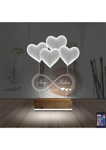 Kirppi 3D Lamba Kalp Sevgiliye Hediye V4 Kişiye Özel Masa Gece Lambası fiyatları