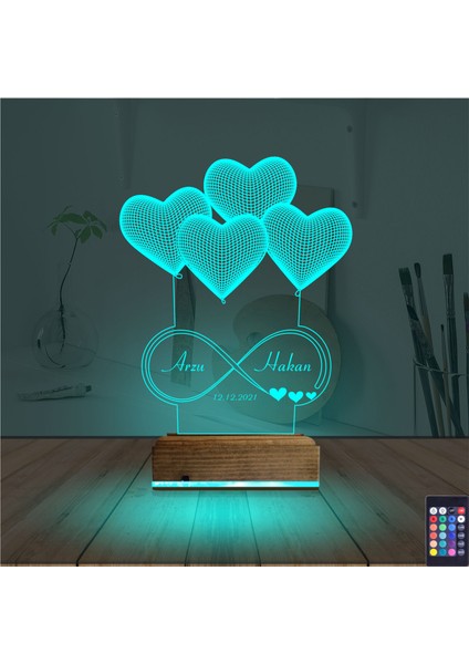 Kirppi 3D Lamba Kalp Sevgiliye Hediye V4 Kişiye Özel Masa Gece Lambası modelleri