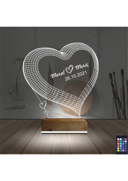 Kirppi 3D Lamba Kalp Sevgiliye Hediye V9 Kişiye Özel Masa Gece Lambası fiyatları
