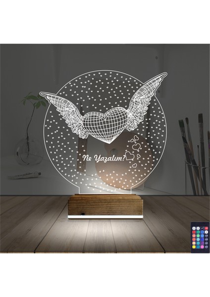 Kirppi 3D Lamba Kalp Melek Sevgiliye Hediye Kişiye Özel Masa Gece Lambası fiyatları