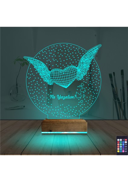 Kirppi 3D Lamba Kalp Melek Sevgiliye Hediye Kişiye Özel Masa Gece Lambası modelleri