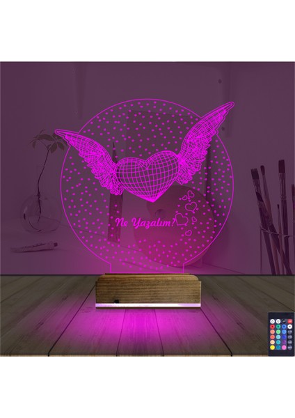 Kirppi 3D Lamba Kalp Melek Sevgiliye Hediye Kişiye Özel Masa Gece Lambası fırsatları