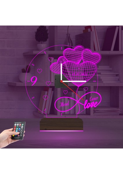Kirppi 3D Saat Lamba Sevgiliye Hediye Kalp Sonsuzluk Yuıldönümü Kişiye Özel Masa Gece Lambası-1 fırsatları