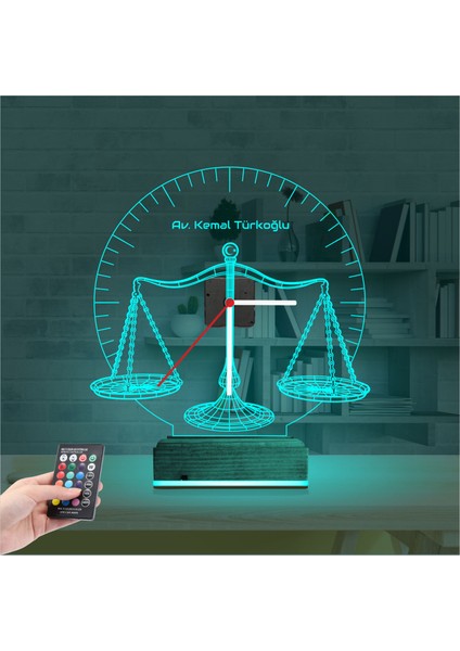 Kirppi 3D Saat Lamba Avukat Hediye Terazi Hukuk Tema Kişiye Özel Masa Gece Lambası modelleri