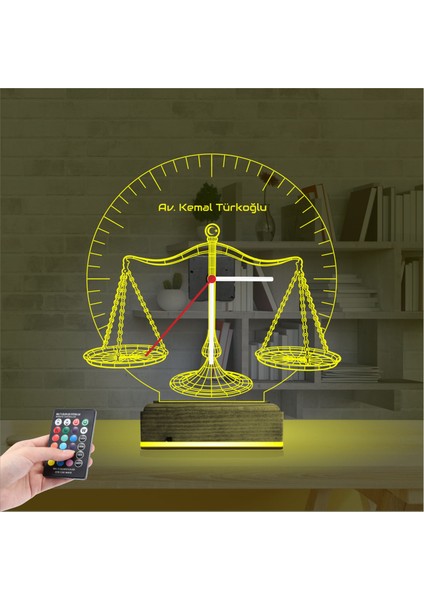 Kirppi 3D Saat Lamba Avukat Hediye Terazi Hukuk Tema Kişiye Özel Masa Gece Lambası indirimleri