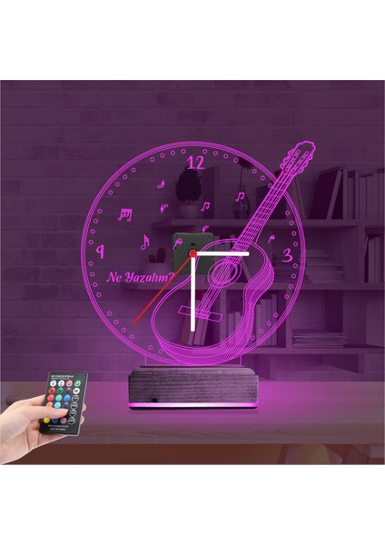 Kirppi 3D Saat Lamba Klasik Gitar Müzik Müzisyen Kişiye Özel Masa Gece Lambası fırsatları