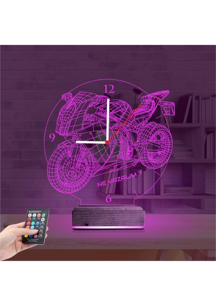 Kirppi 3D Saat Lamba Motor Motorsiklet Motorcu Hediye Kişiye Özel Masa Gece Lambası fırsatları