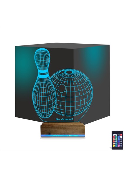 Kirppi 3D Lamba Bowling Topu Kişiye Özel Masa Gece Lambası