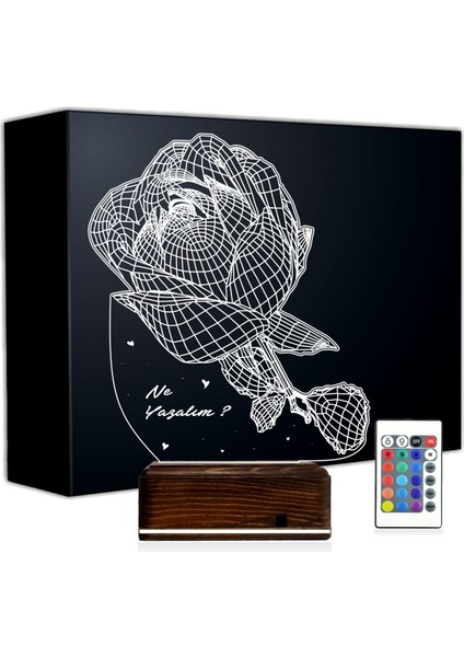 Kirppi 3D Lamba Sevgiliye Hediye Gül V2 Kişiye Özel Masa Gece Lambası