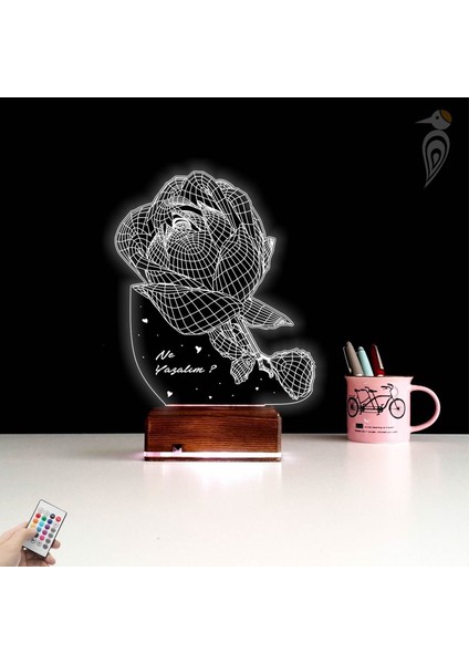 Kirppi 3D Lamba Sevgiliye Hediye Gül V2 Kişiye Özel Masa Gece Lambası fiyatları