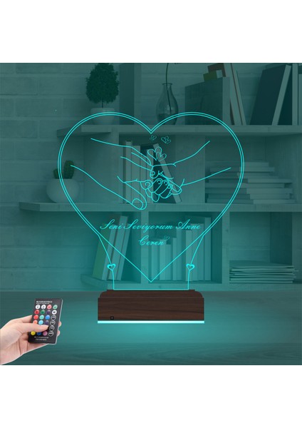 Kirppi 3D Lamba Anneler Günü Anne Bebek Hediye Kişiye Özel Masa Gece Lambası modelleri