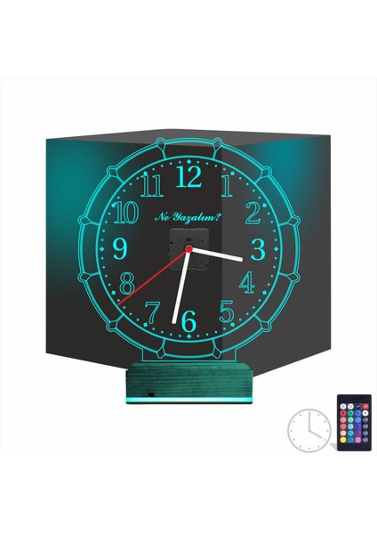 Kirppi 3D Saat Lamba Klasik Tasarım Kişiye Özel Masa Gece Lambası