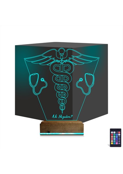 Kirppi 3D Lamba Doktor Tıp Logo V2 Kişiye Özel Masa Gece Lambası