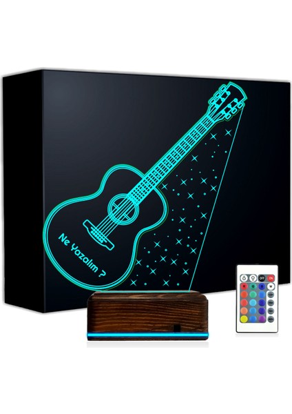 Kirppi 3D Lamba Klasik Gitar Müzisyen Hediye Kişiye Özel Masa Gece Lambası-1