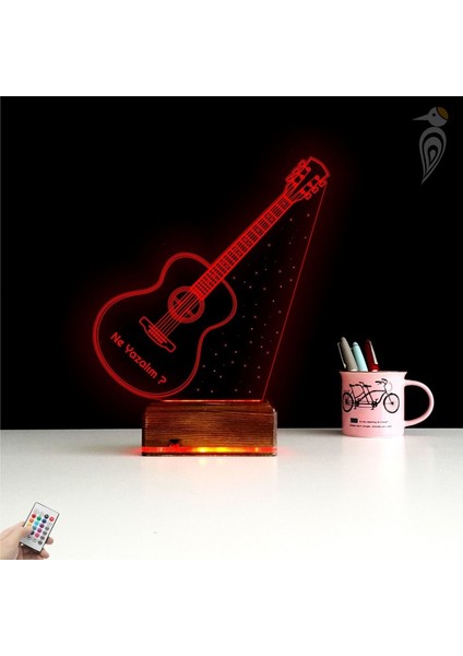 Kirppi 3D Lamba Klasik Gitar Müzisyen Hediye Kişiye Özel Masa Gece Lambası-1 fırsatları