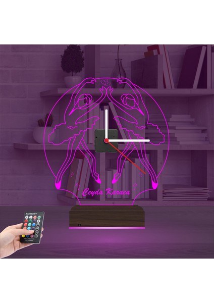 Kirppi 3D Saat Lamba Balerin Bale Bale Okulu Tasarım Kişiye Özel Masa Gece Lambası fırsatları