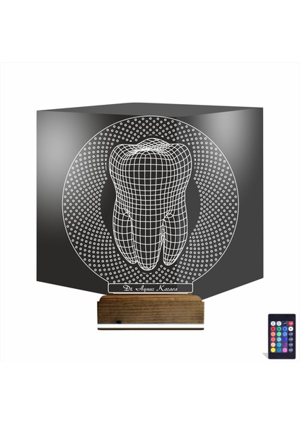 Kirppi 3D Lamba Diş Hekimi Hediye V3 Kişiye Özel Masa Gece Lambası