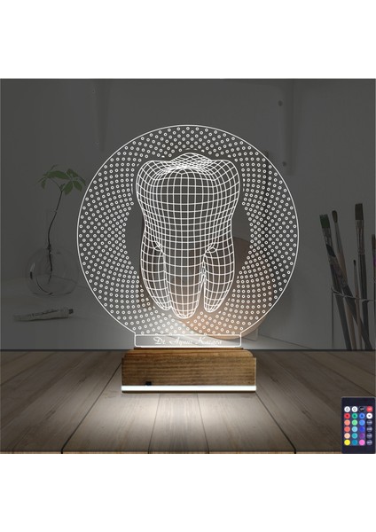 Kirppi 3D Lamba Diş Hekimi Hediye V3 Kişiye Özel Masa Gece Lambası fiyatları