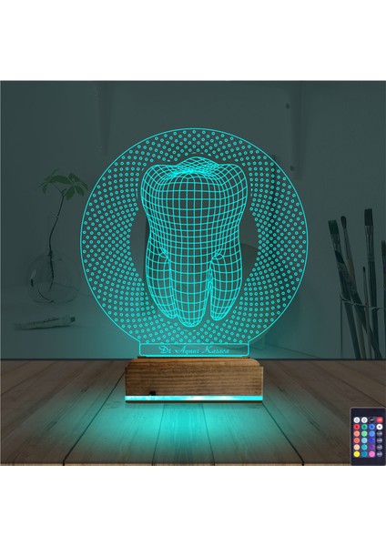 Kirppi 3D Lamba Diş Hekimi Hediye V3 Kişiye Özel Masa Gece Lambası modelleri