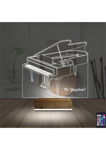 Kirppi 3D Lamba Piyano Müzik Piyanist Kişiye Özel Masa Gece Lambası