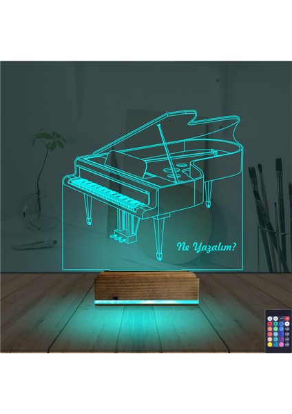 Kirppi 3D Lamba Piyano Müzik Piyanist Kişiye Özel Masa Gece Lambası