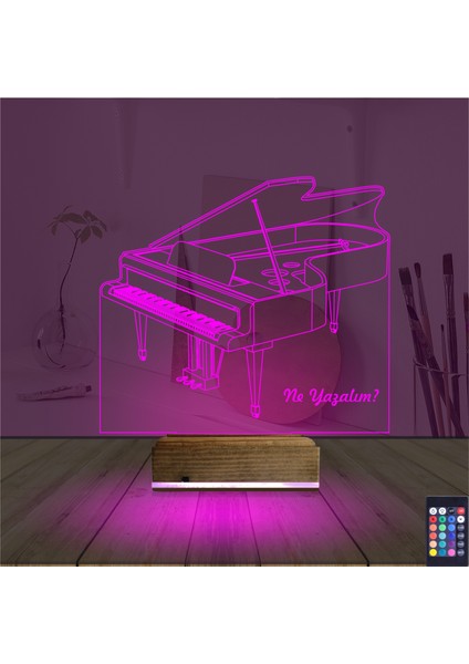 Kirppi 3D Lamba Piyano Müzik Piyanist Kişiye Özel Masa Gece Lambası