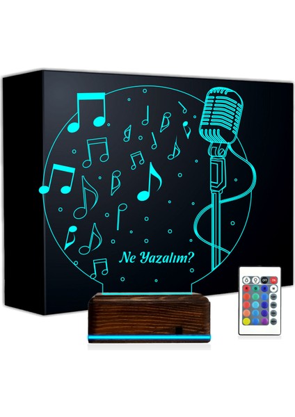 Kirppi 3D Lamba Müzik Nota Müzisyen Hediye Kişiye Özel Masa Gece Lambası