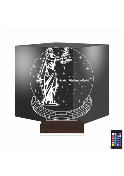 Kirppi 3D Lamba Adalet Kadın Hukuk Avukat Hediye Kişiye Özel Masa Gece Lambası