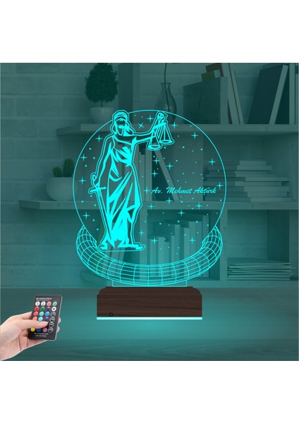 Kirppi 3D Lamba Adalet Kadın Hukuk Avukat Hediye Kişiye Özel Masa Gece Lambası modelleri