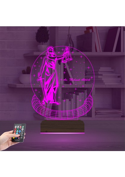 Kirppi 3D Lamba Adalet Kadın Hukuk Avukat Hediye Kişiye Özel Masa Gece Lambası fırsatları