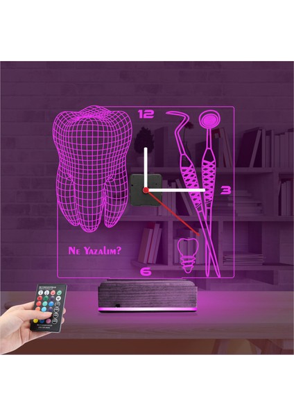 Kirppi 3D Saat Lamba Diş Doktoru Hediye Kişiye Özel Masa Gece Lambası fırsatları