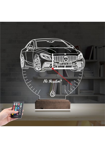 Kirppi 3D Saat Lamba Mercedes Araba Kişiye Özel Masa Gece Lambası fiyatları