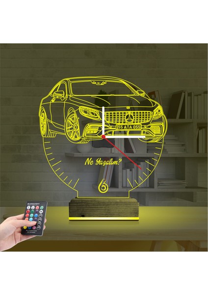 Kirppi 3D Saat Lamba Mercedes Araba Kişiye Özel Masa Gece Lambası indirimleri