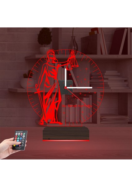 Kirppi 3D Saat Lamba Adalet Kadın Avukat Hediye Terazi Kişiye Özel Masa Gece Lambası indirimleri