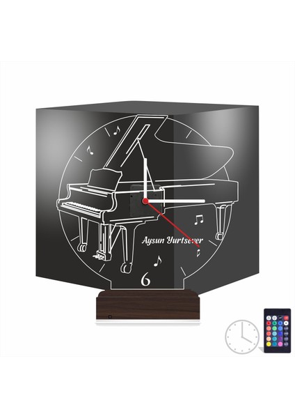 Kirppi 3D Saat Lamba Kişiye Özel Masa Gece Lambası Piyano Kişiye Özel Masa Gece Lambası