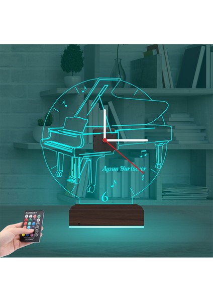 Kirppi 3D Saat Lamba Kişiye Özel Masa Gece Lambası Piyano Kişiye Özel Masa Gece Lambası modelleri