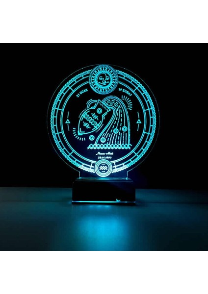 Kirppi 3D Lamba Astroloji Kova Burcu Kişiye Özel Masa Gece Lambası modelleri