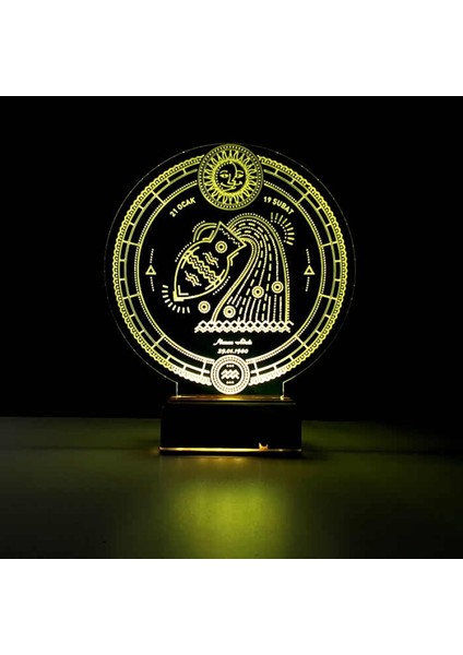 Kirppi 3D Lamba Astroloji Kova Burcu Kişiye Özel Masa Gece Lambası fırsatları