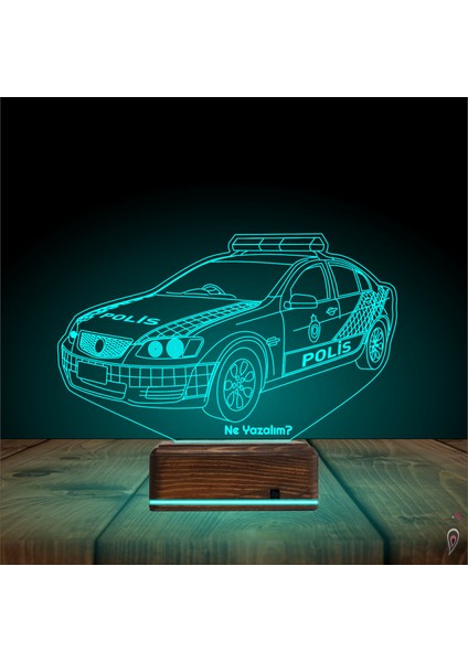 Kirppi 3D Lamba Polis Arabası Polis Heidye Kişiye Özel Masa Gece Lambası modelleri