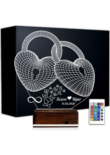 Kirppi 3D Lamba Kalp Sevgiliye Hediye V37 Kişiye Özel Masa Gece Lambası